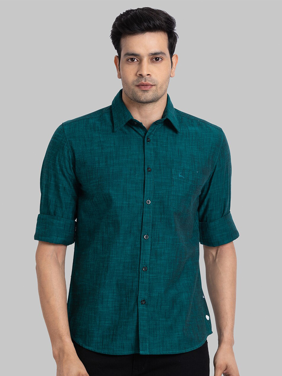 

Parx Slim Fit Cotton Casual Shirt, Green