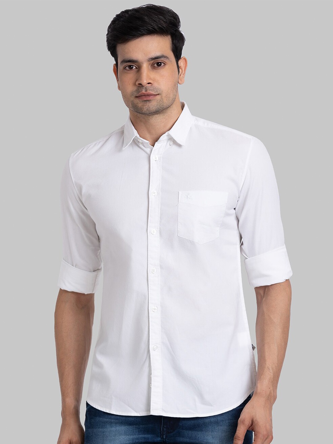 

Parx Slim Fit Opaque Cotton Casual Shirt, White