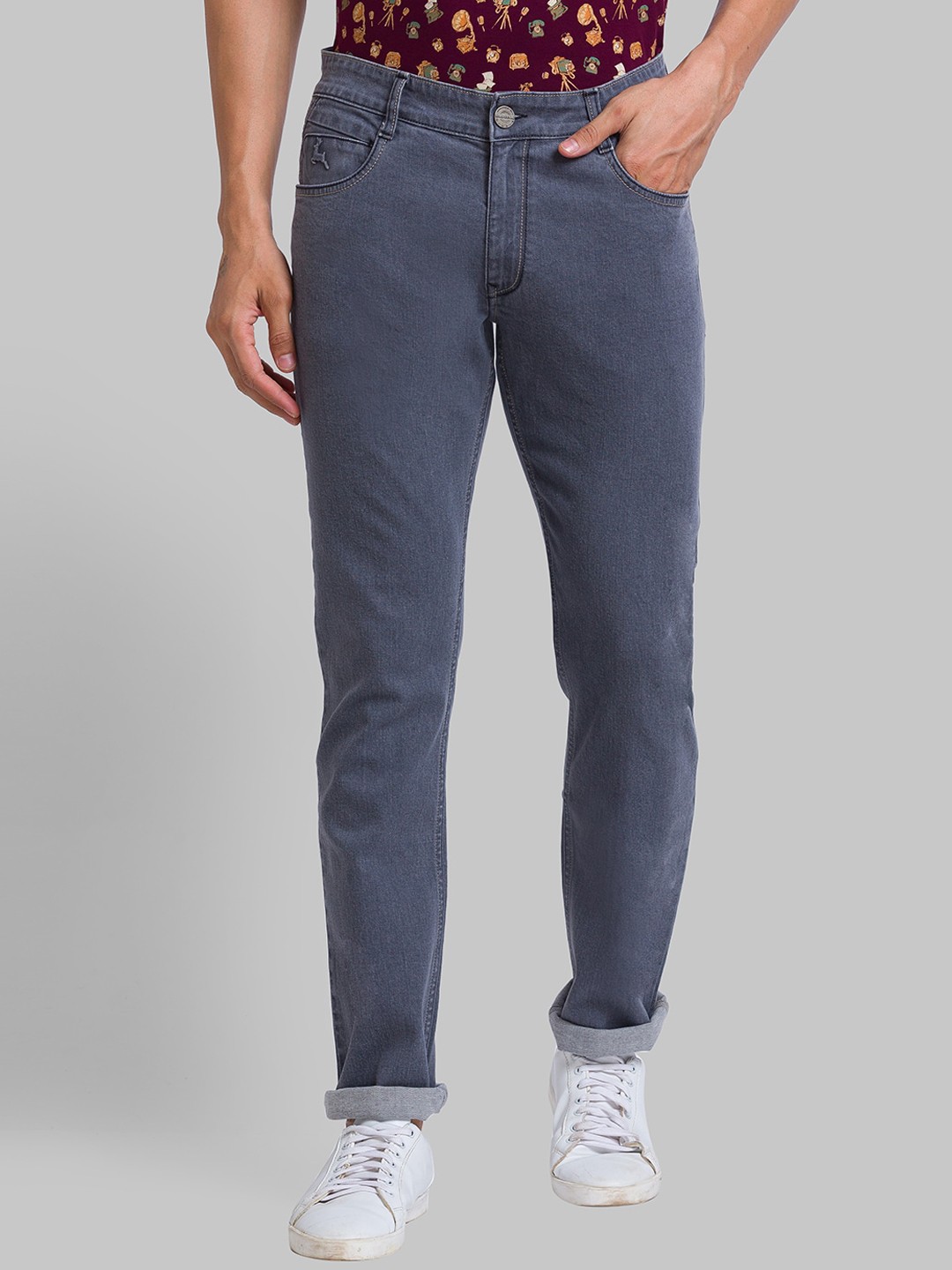 

Parx Men Mid-Rise Slim Fit Stretchable Jeans, Grey