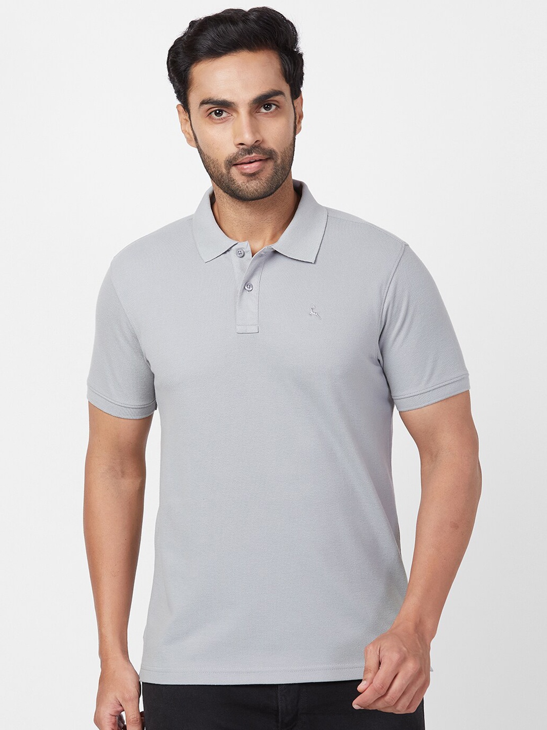 

Parx Polo Collar Short Sleeves Casual T-shirt, Grey