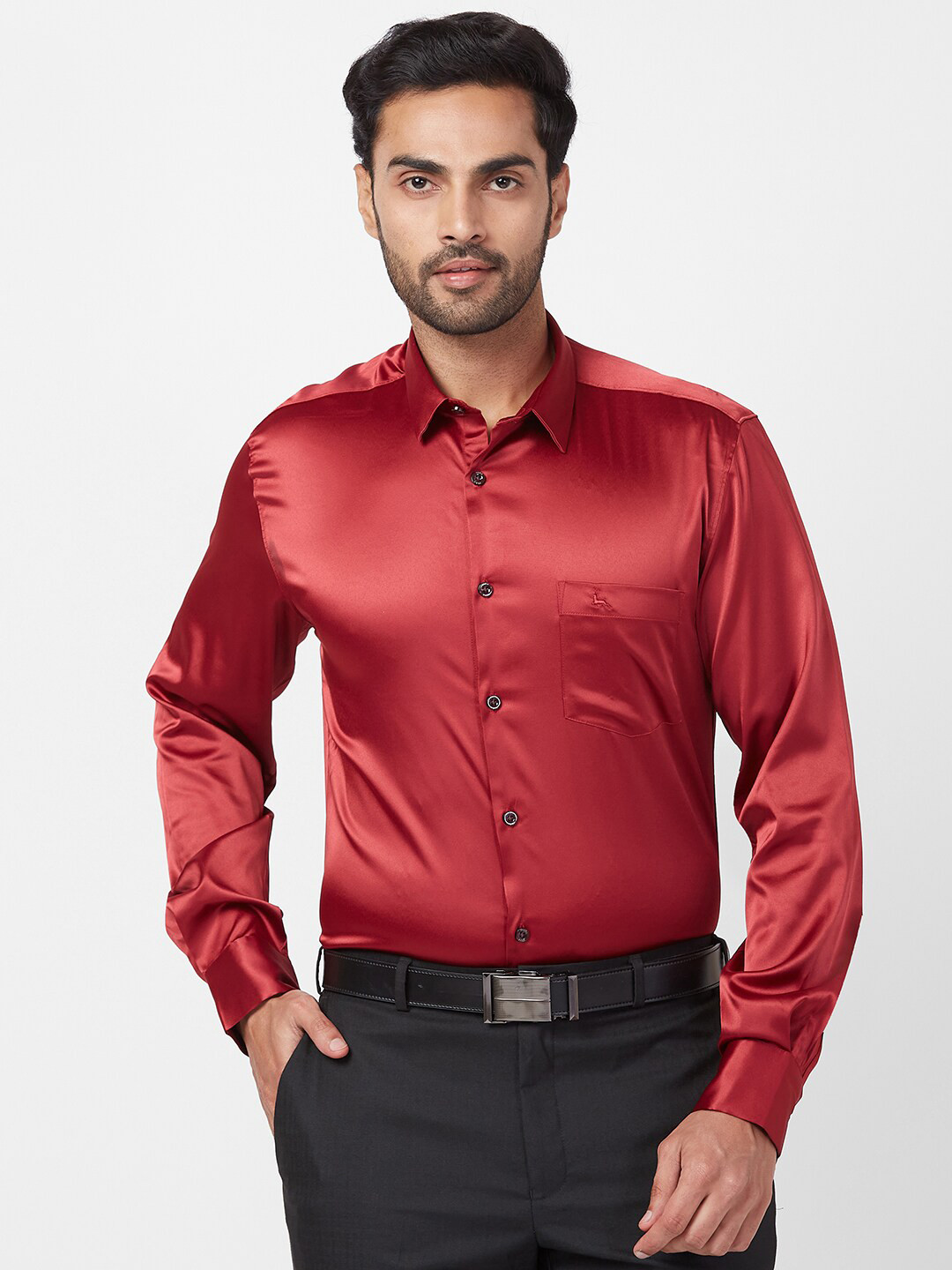 

Parx Slim Fit Opaque Casual Shirt, Red