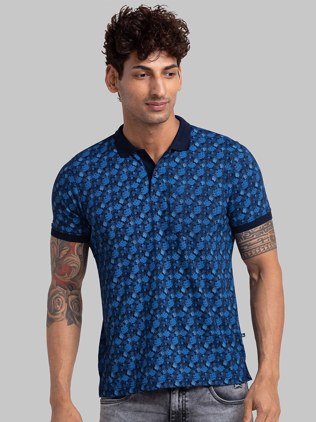 

Parx Abstract Printed Polo Collar Short Sleeves Casual T-shirt, Blue