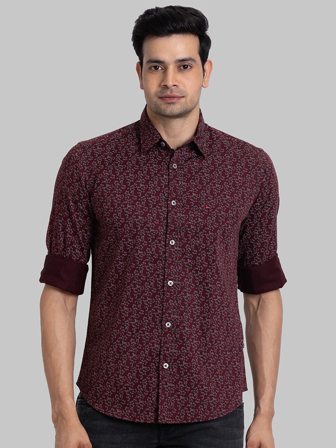 

Parx Slim Fit Floral Printed Cotton Casual Shirt, Maroon