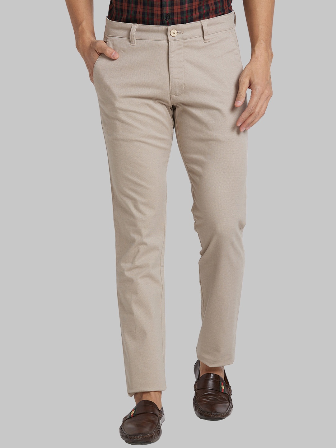 

Parx Tapered Fit Mid-Rise Cotton Regular Trousers, Grey