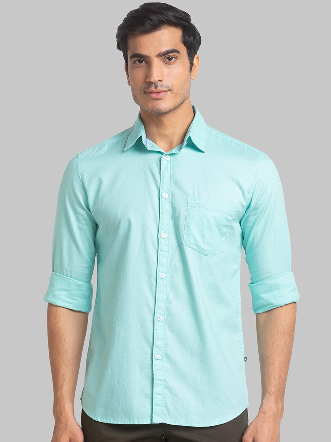 

Parx Slim Fit Spread Collar Cotton Casual Shirt, Green
