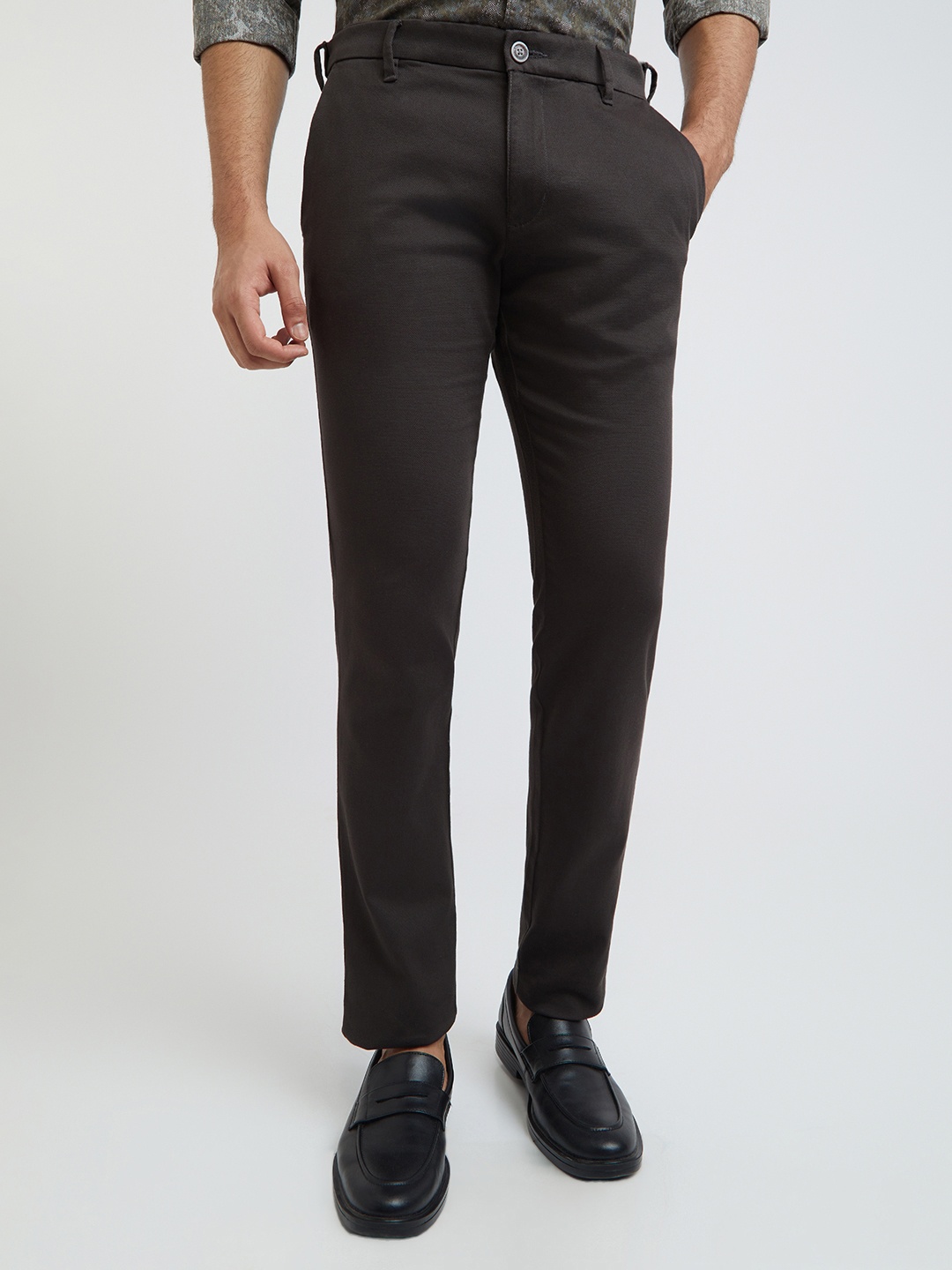 

Parx Tapered Fit Mid-Rise Cotton Regular Trousers, Grey