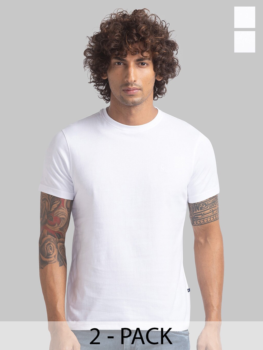 

Parx Pack Of 2 Solid Round Neck T-shirt, White