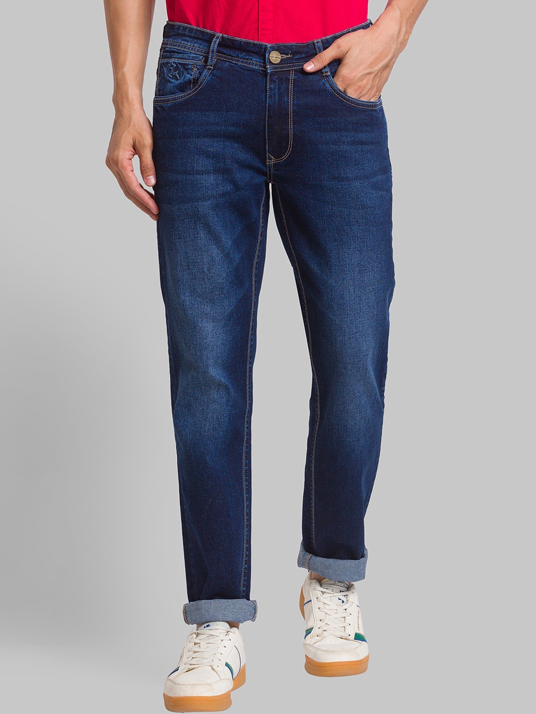 

Parx Men Slim Fit Low-Rise Heavy Fade Stretchable Jeans, Blue