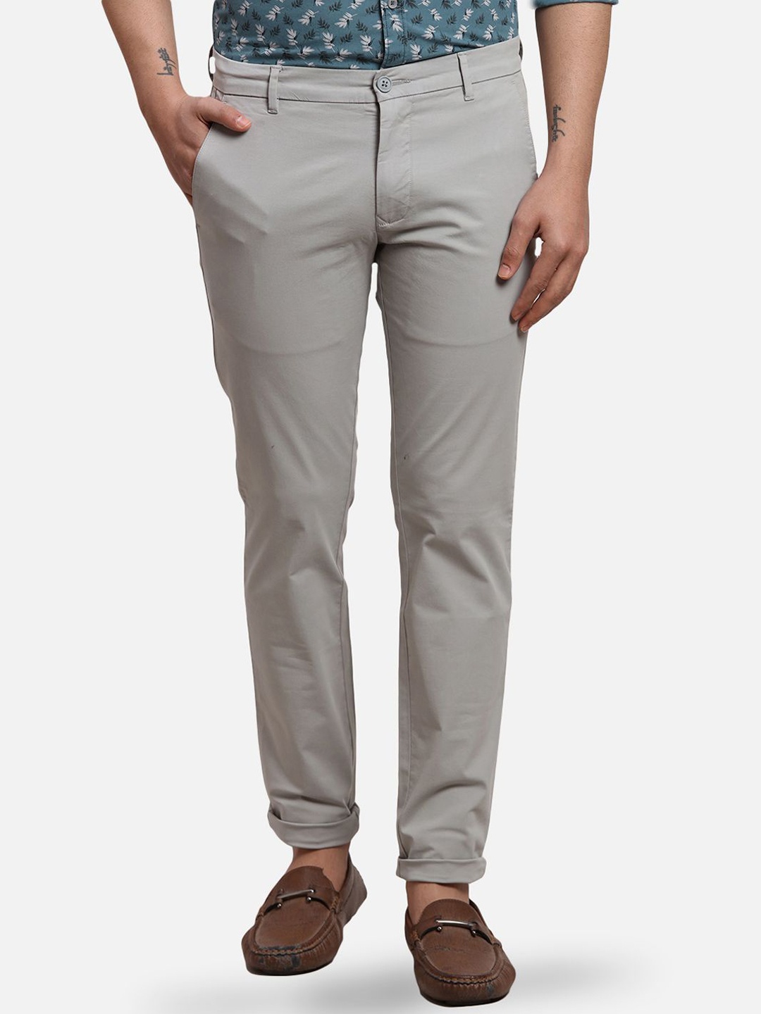 

Parx MenTapered Fit Mid-Rise Trousers, Grey