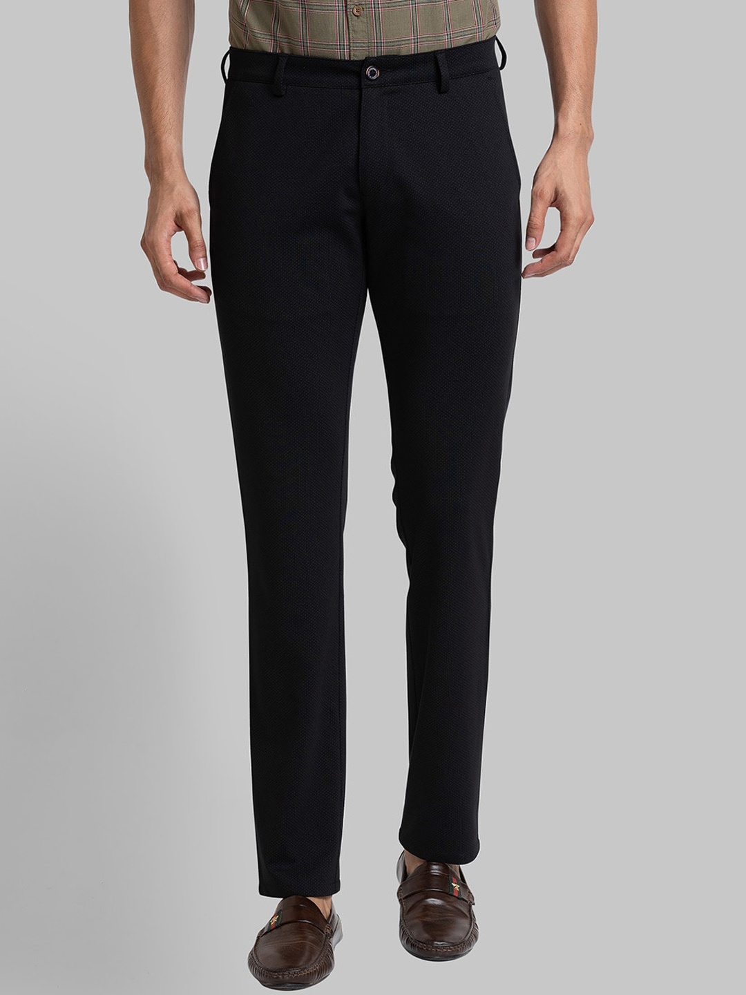 

Parx Men Tapered Fit Low-Rise Trousers, Black