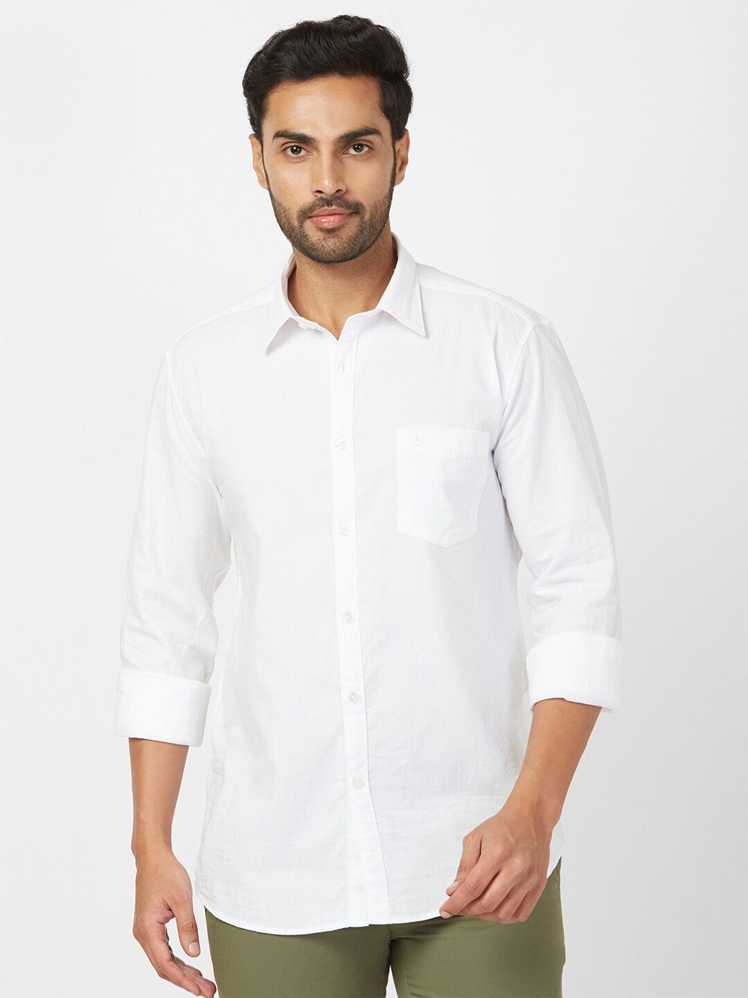 

Parx Slim Fit Spread Collar Casual Shirt, White