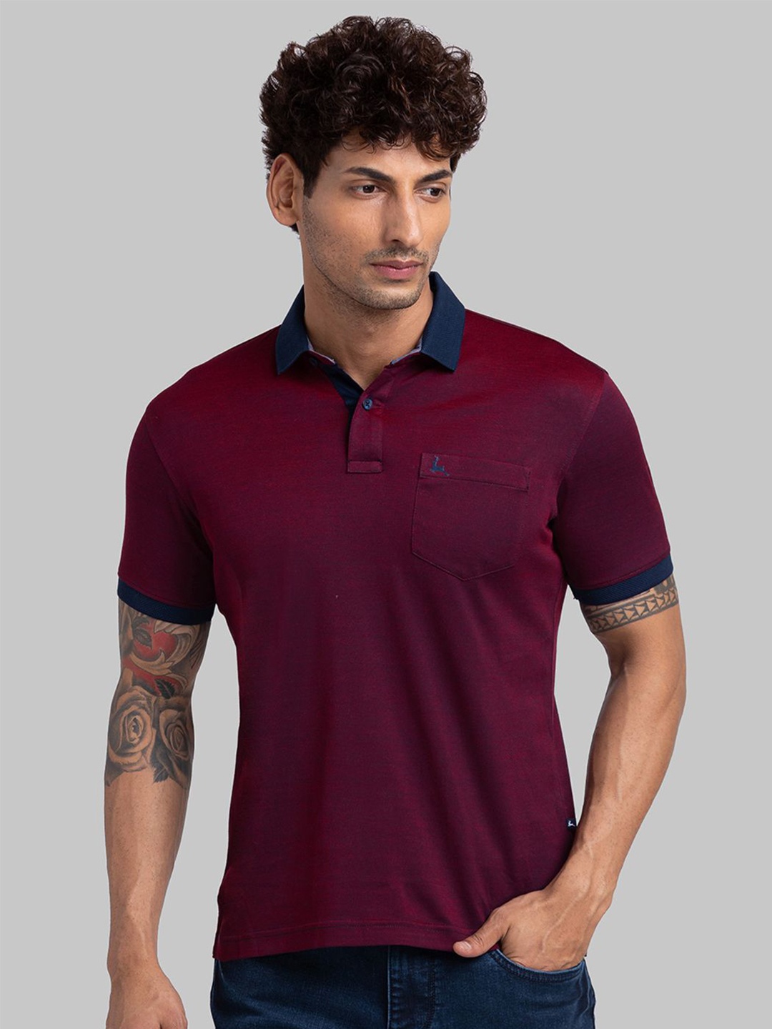 

Parx Polo Collar Cotton T-shirt, Maroon