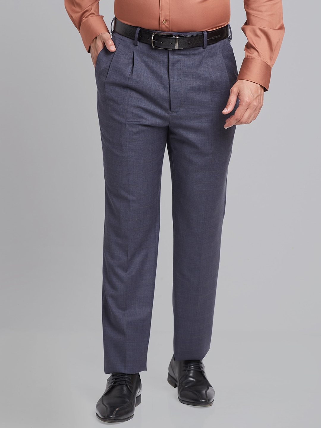 

Raymond Checked Mid-Rise Formal Trouser, Grey