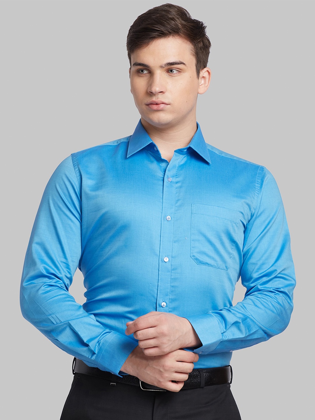 

Raymond Contemporary Fit Spread Collar Cotton Formal Shirt, Blue