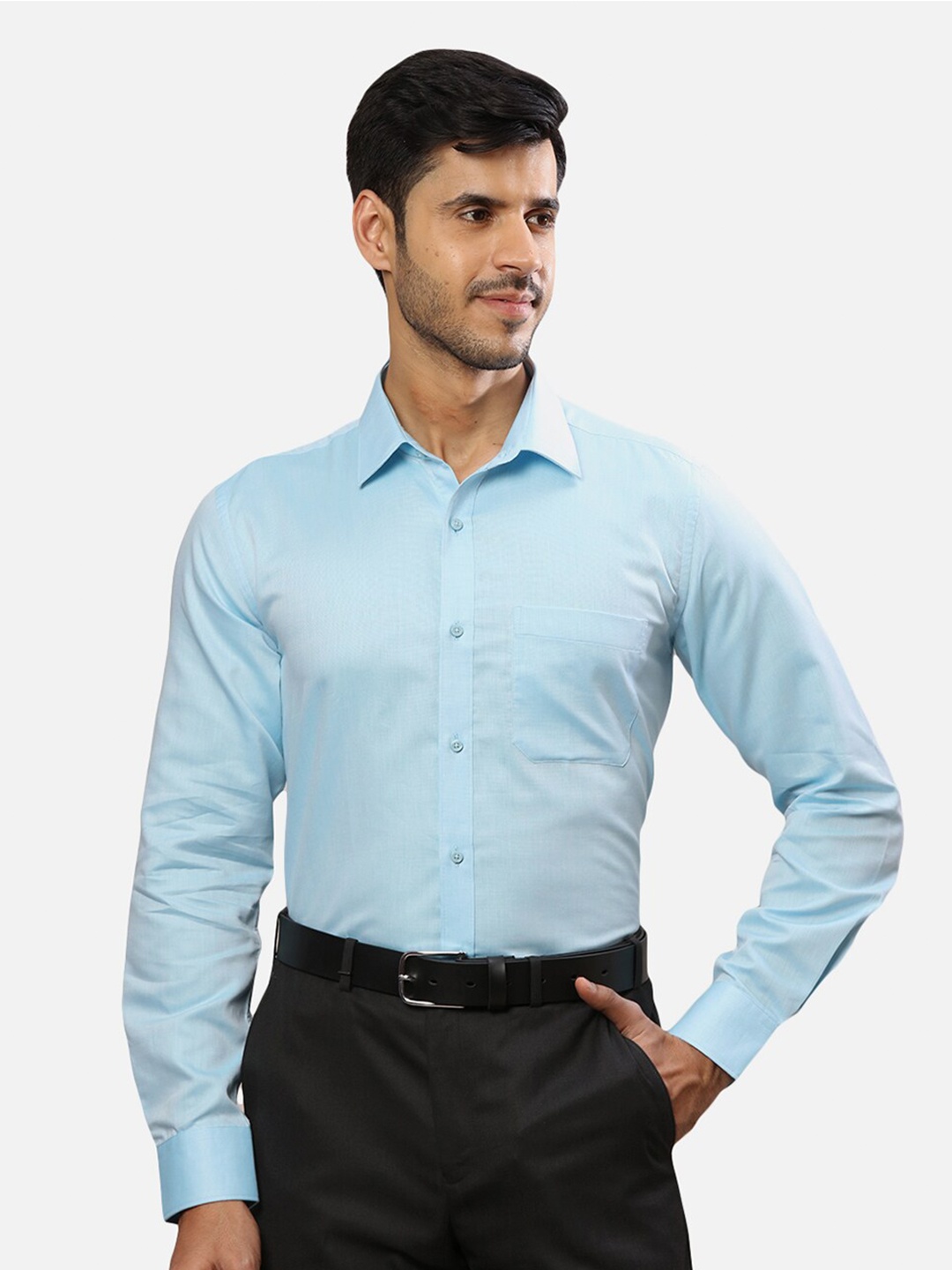 

Raymond Spread Collar Pure Cotton Formal Shirt, Blue