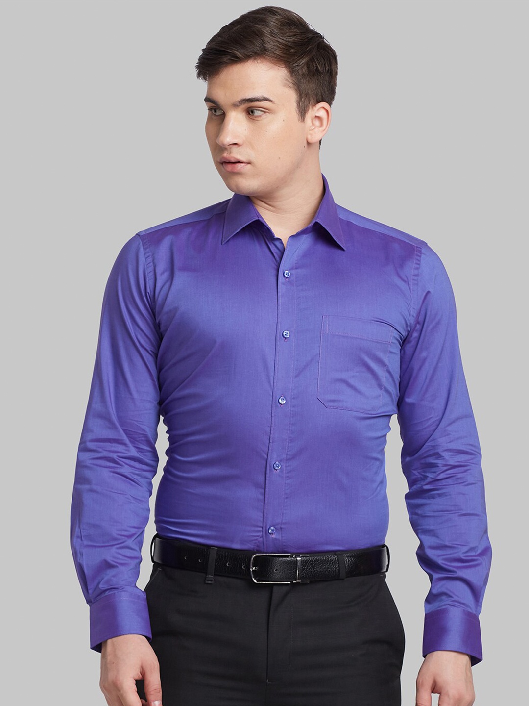 

Raymond Spread Collar Cotton Contemporary Fit Formal Shirt, Violet