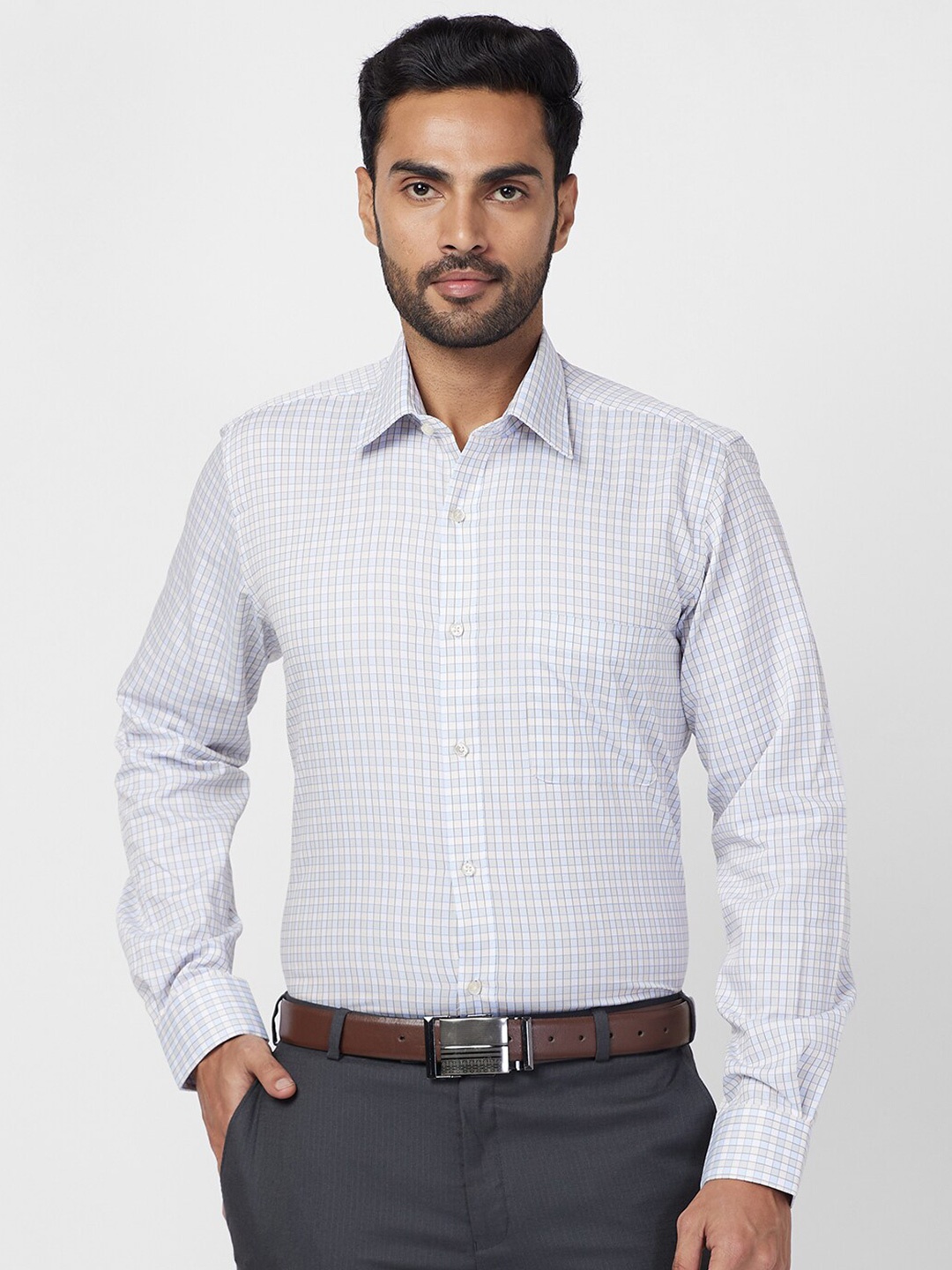 

Raymond Checked Pure Cotton Formal Shirt, Beige