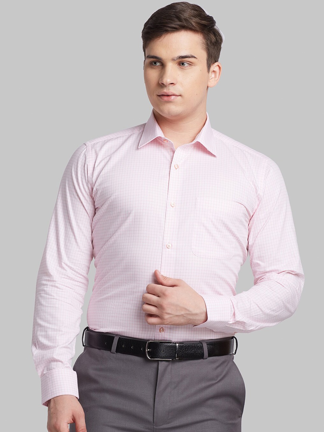 

Raymond Checked Pure Cotton Contemporary Fit Formal Shirt, Red