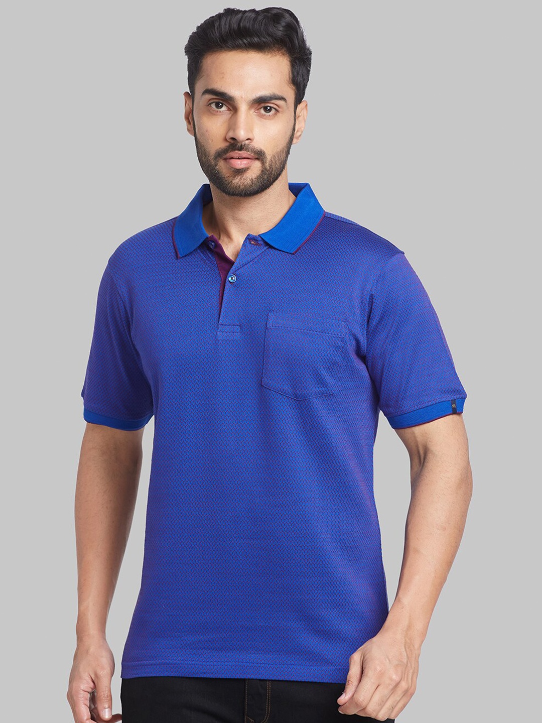 

Raymond Woven Design Pure Cotton Contemporary Fit Tshirt, Blue