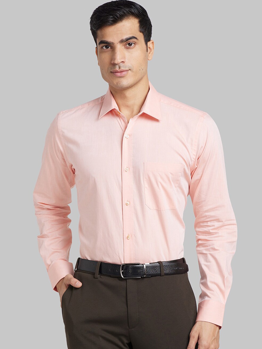 

Raymond Spread Collar Pure Cotton Formal Shirt, Peach