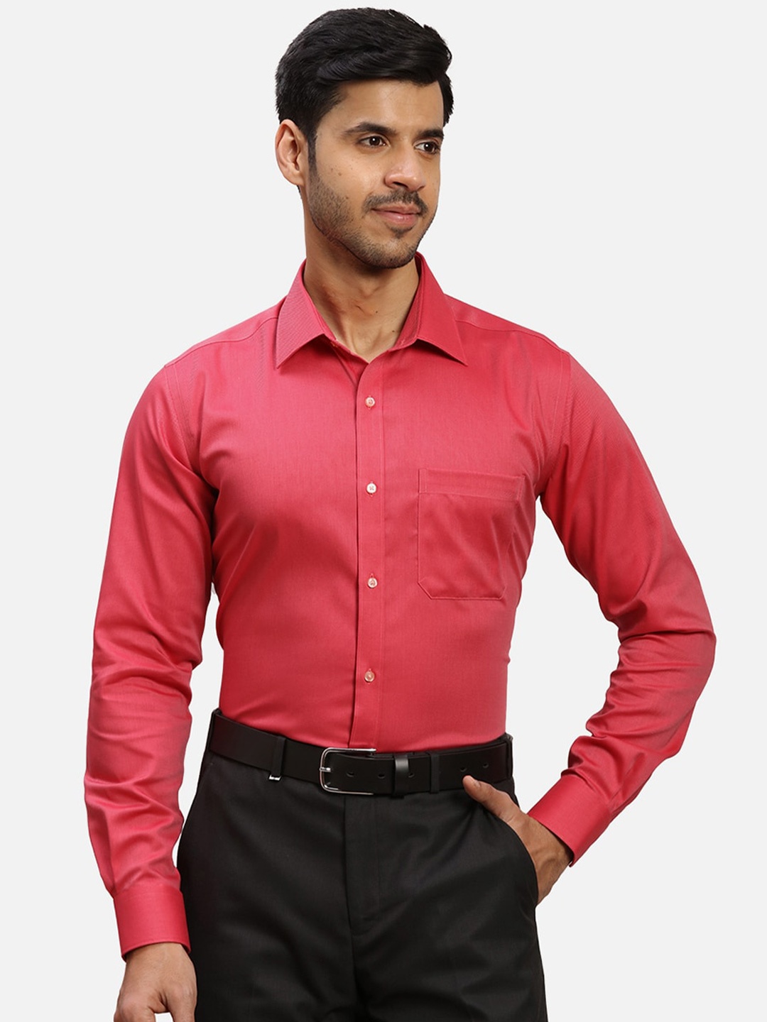 

Raymond Pure Cotton Contemporary -Fit Formal Shirt, Red