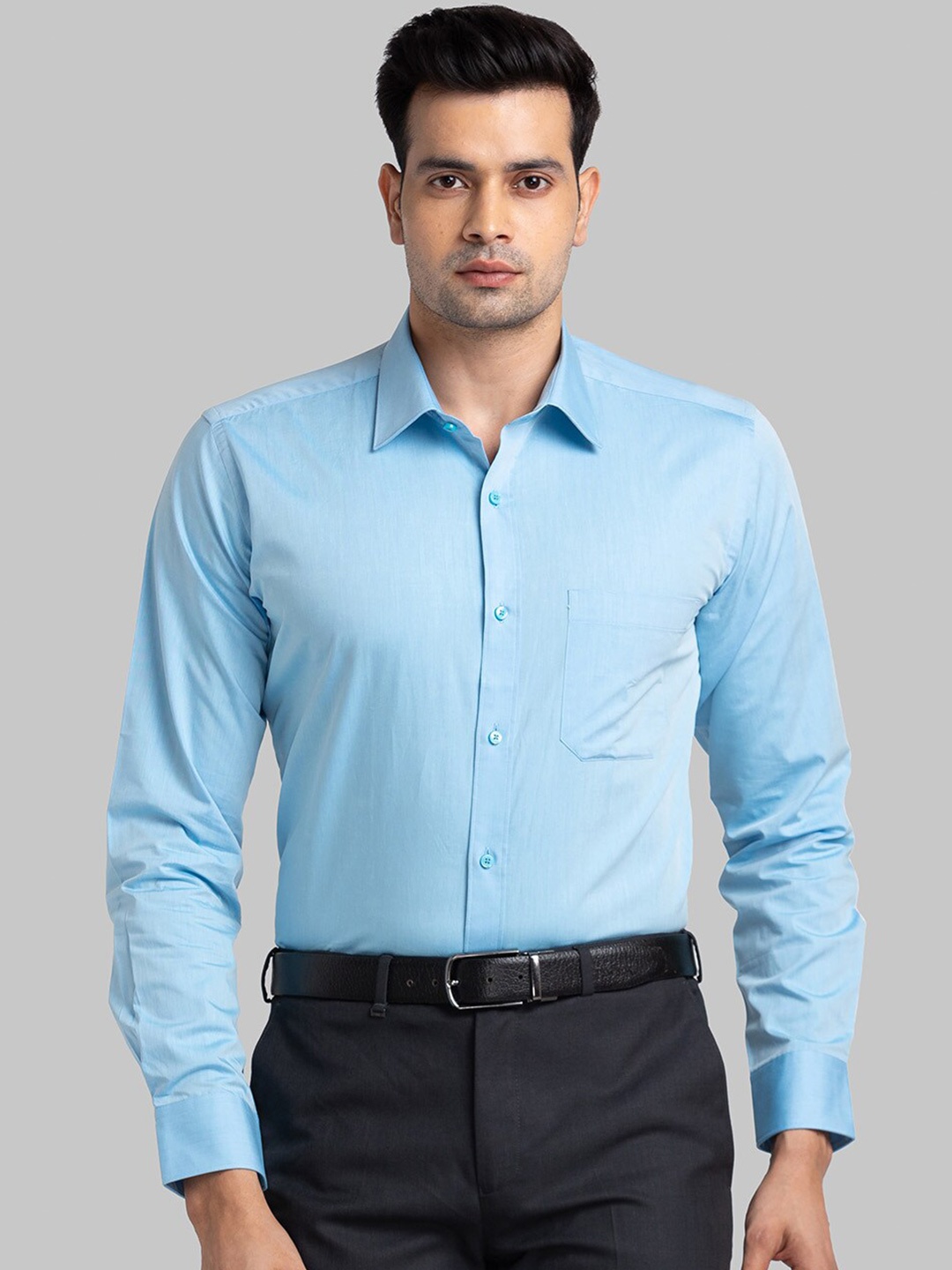 

Raymond Contemporary Fit Spread Collar Cotton Formal Shirt, Blue