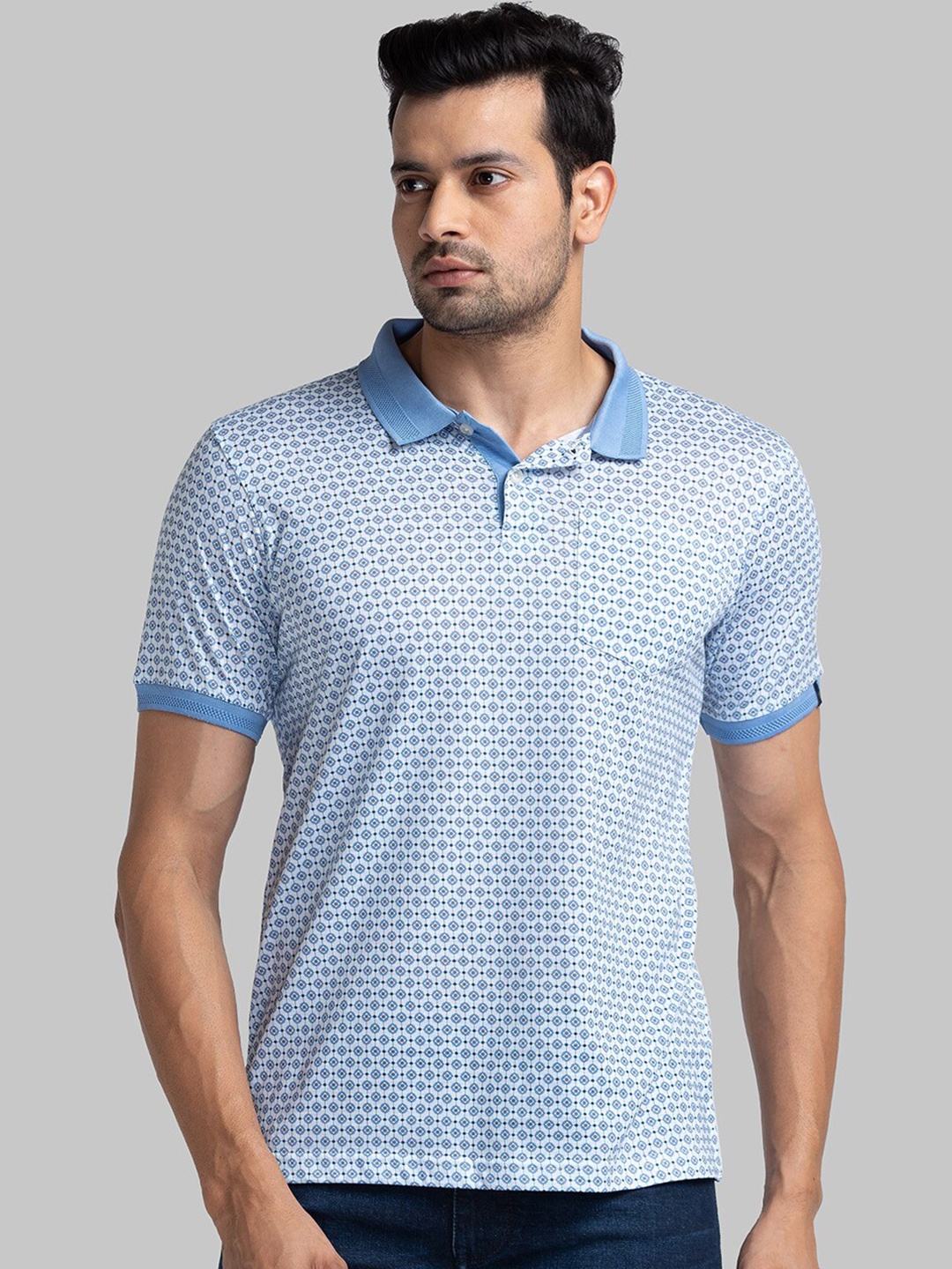 

Raymond Printed Pure Cotton Contemporary Fit Tshirt, Blue
