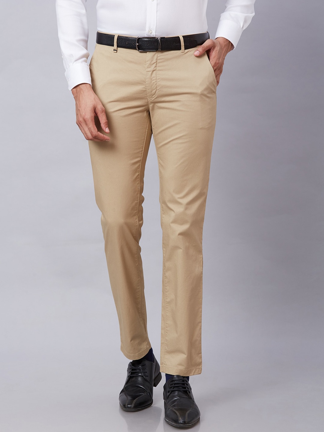 

Raymond Men Mid-Rise Contemporary Fit Formal Trouser, Brown