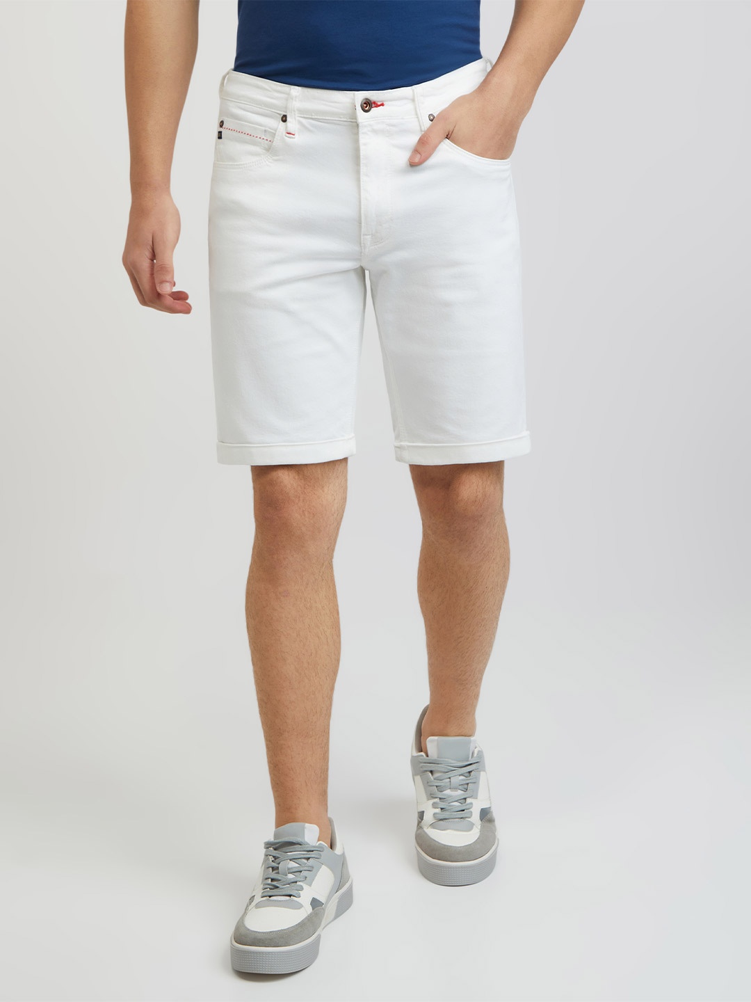 

Raymond Men Slim-Fit Cotton Shorts, White