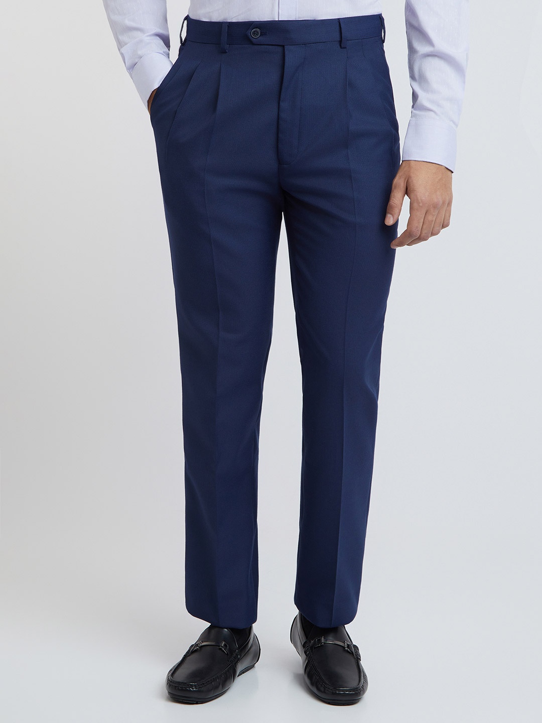 

Raymond Self Design Classic Fit Formal Trouser, Blue