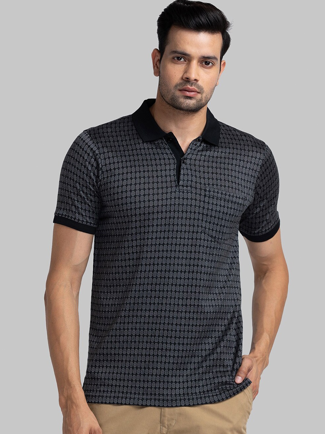 

Raymond Woven Design Contemporary Fit Pure Cotton Casual T-shirt, Black