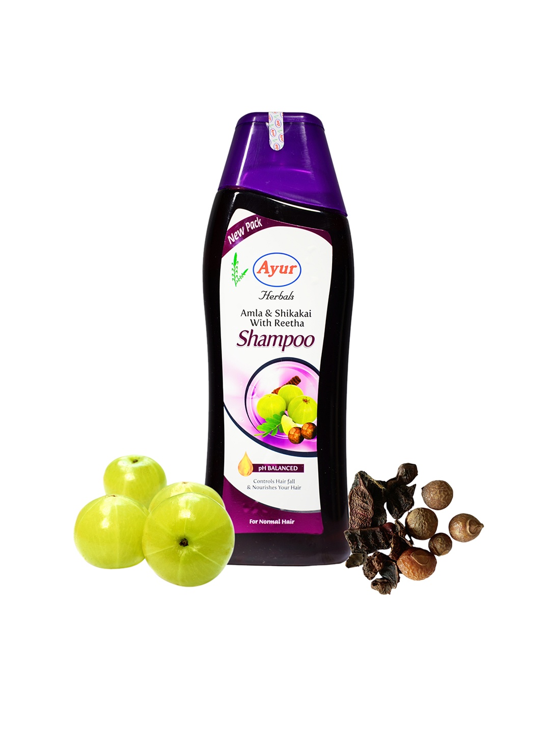 

AYUR HERBALS Amla & Shikakai Shampoo With Reetha - 1000ml, Purple