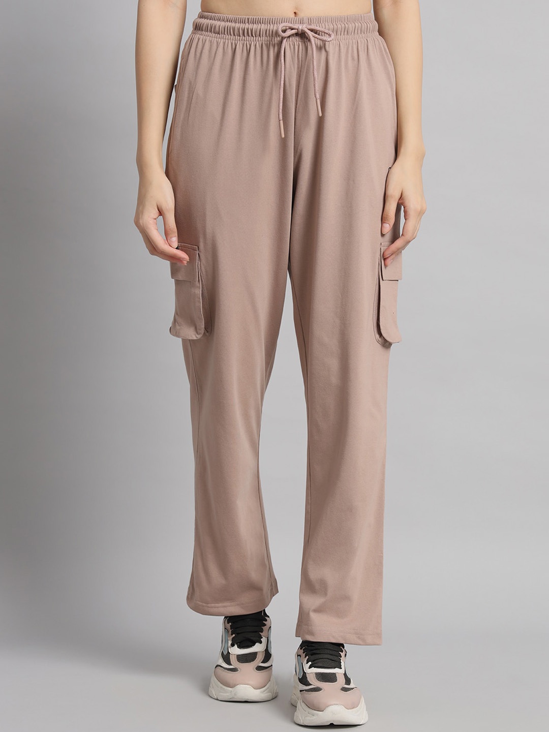 

GRIFFEL Women Cotton Relaxed-Fit Track Pant, Cream