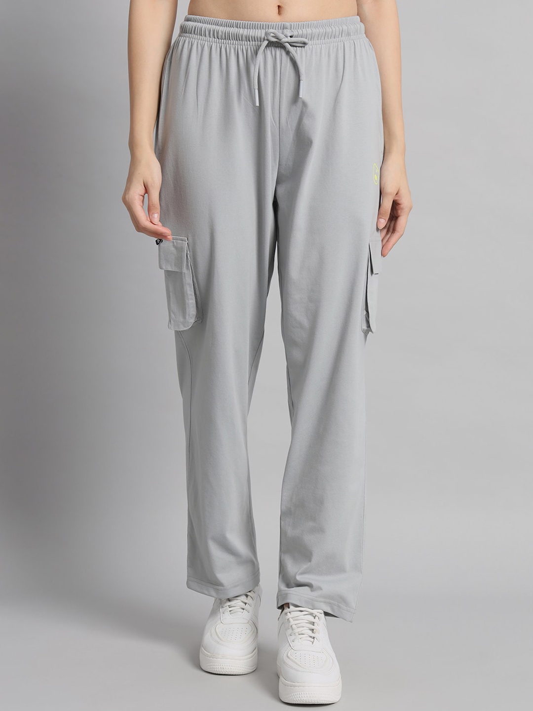 

GRIFFEL Women Relaxed Fit Cotton Mid-Rise Track Pants, Grey