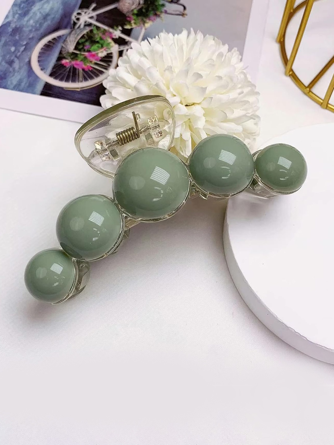 

ANNA CREATIONS Women Set of 2 Claw Clip, Green