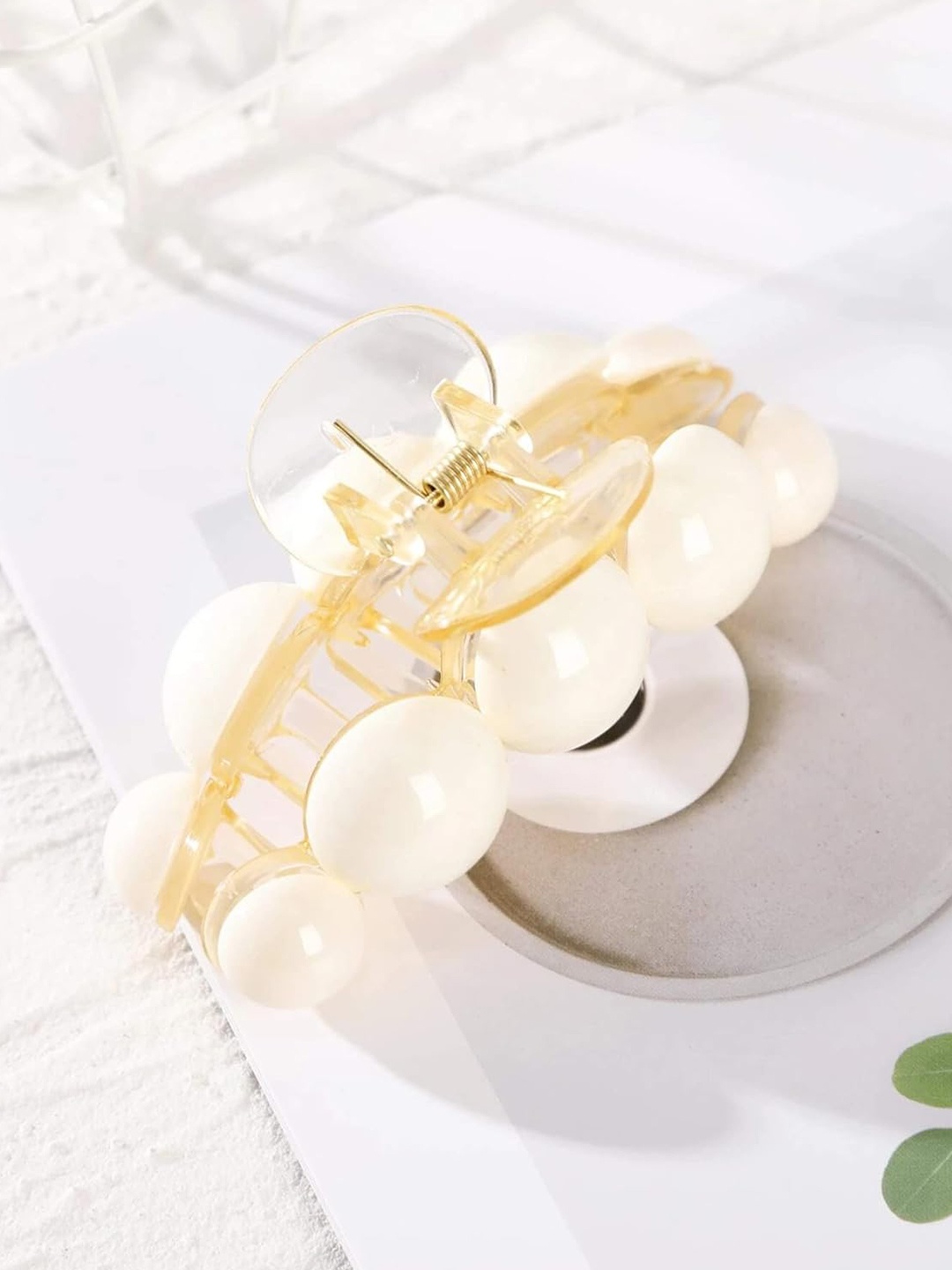 

ANNA CREATIONS Women Set of 2 Claw Clip, Cream