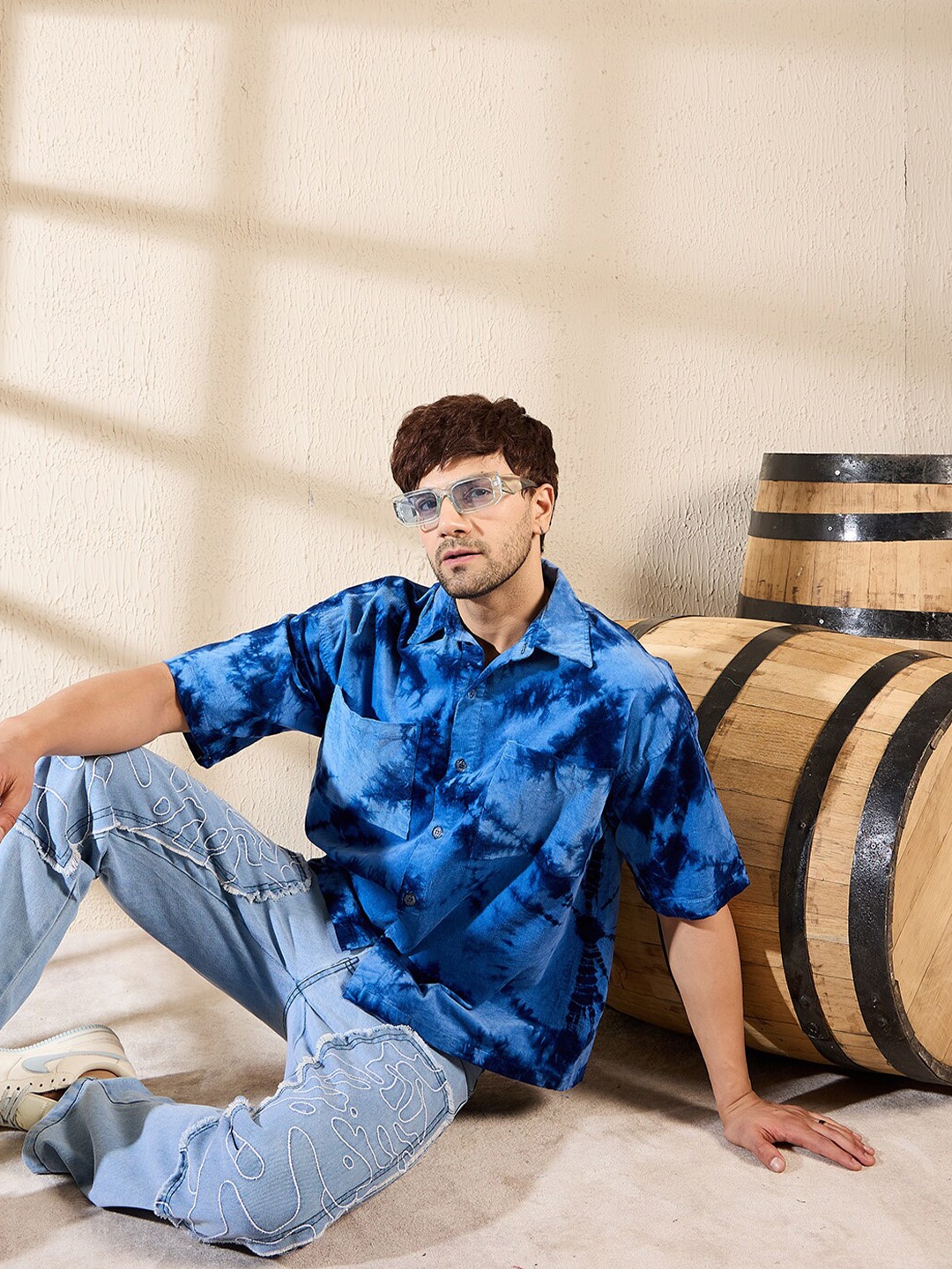 

FUGAZEE Tie & Dye Corduroy Shirt, Blue