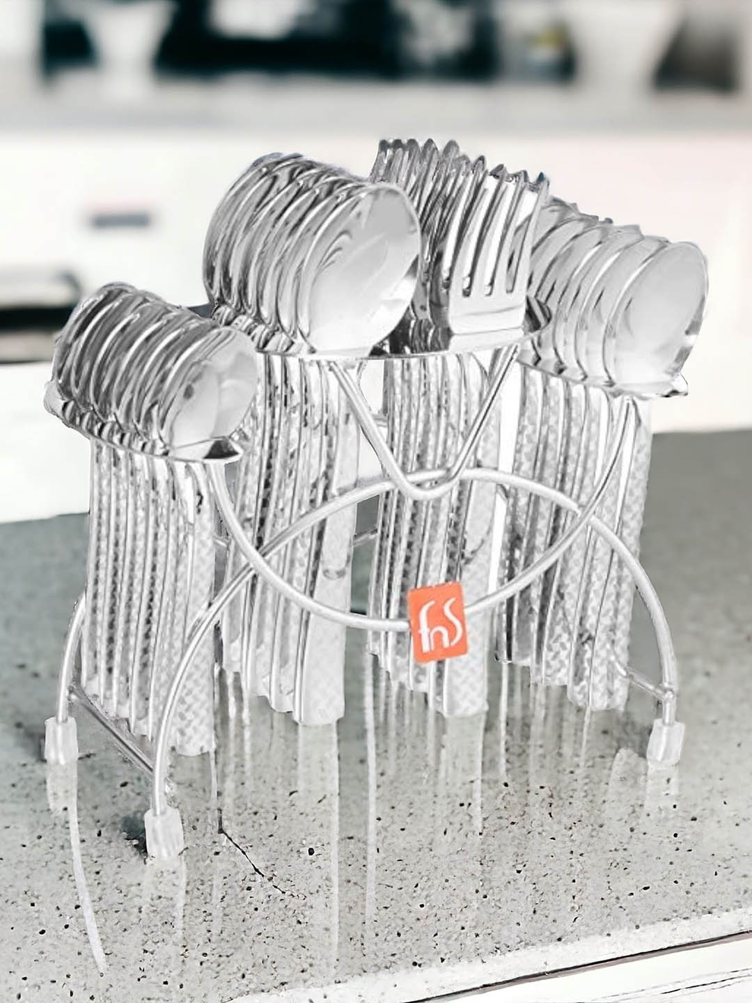 

FNS Silver-Toned 24 Pieces Textured Steel Cutlery