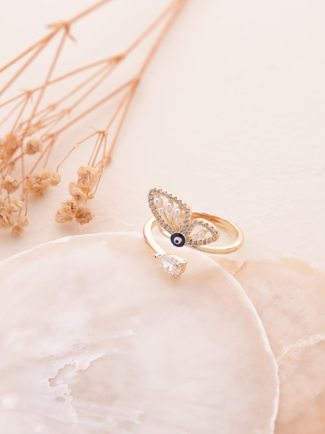 

SWASHAA 18KT Gold-Plated Arna Butterfly Finger Ring