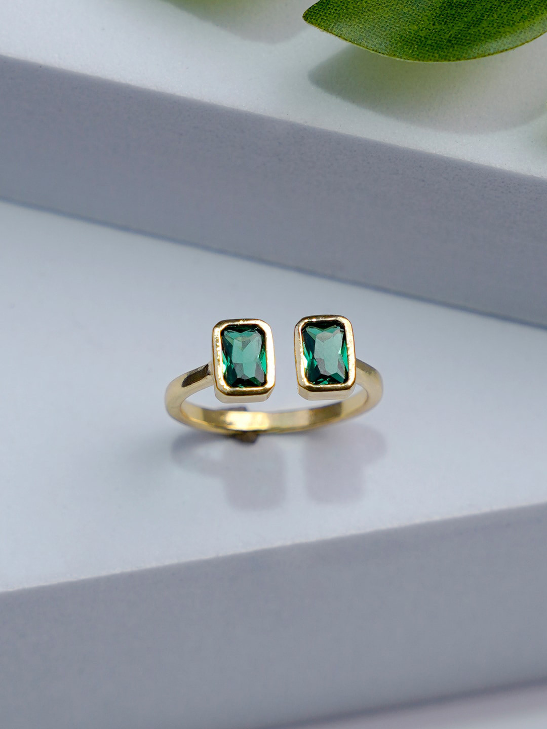 

SWASHAA 18KT Gold-Plated Anali Emerald Finger Ring
