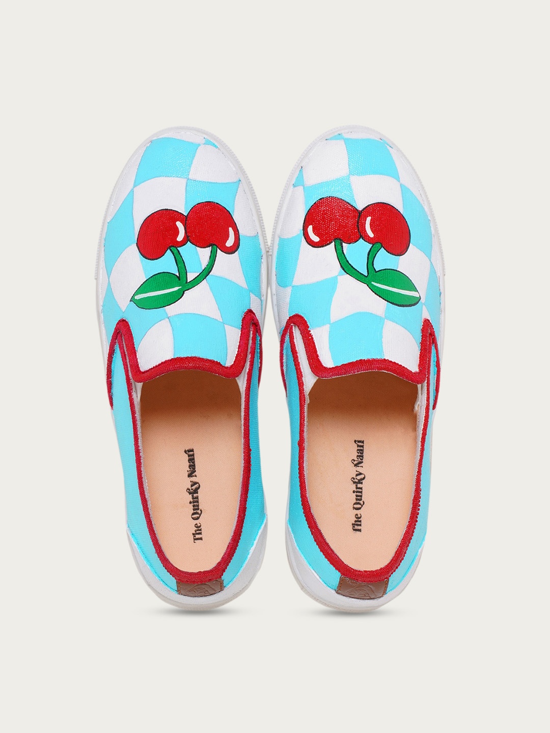 

THE QUIRKY NAARI Women Printed Slip-On Sneakers, Turquoise blue