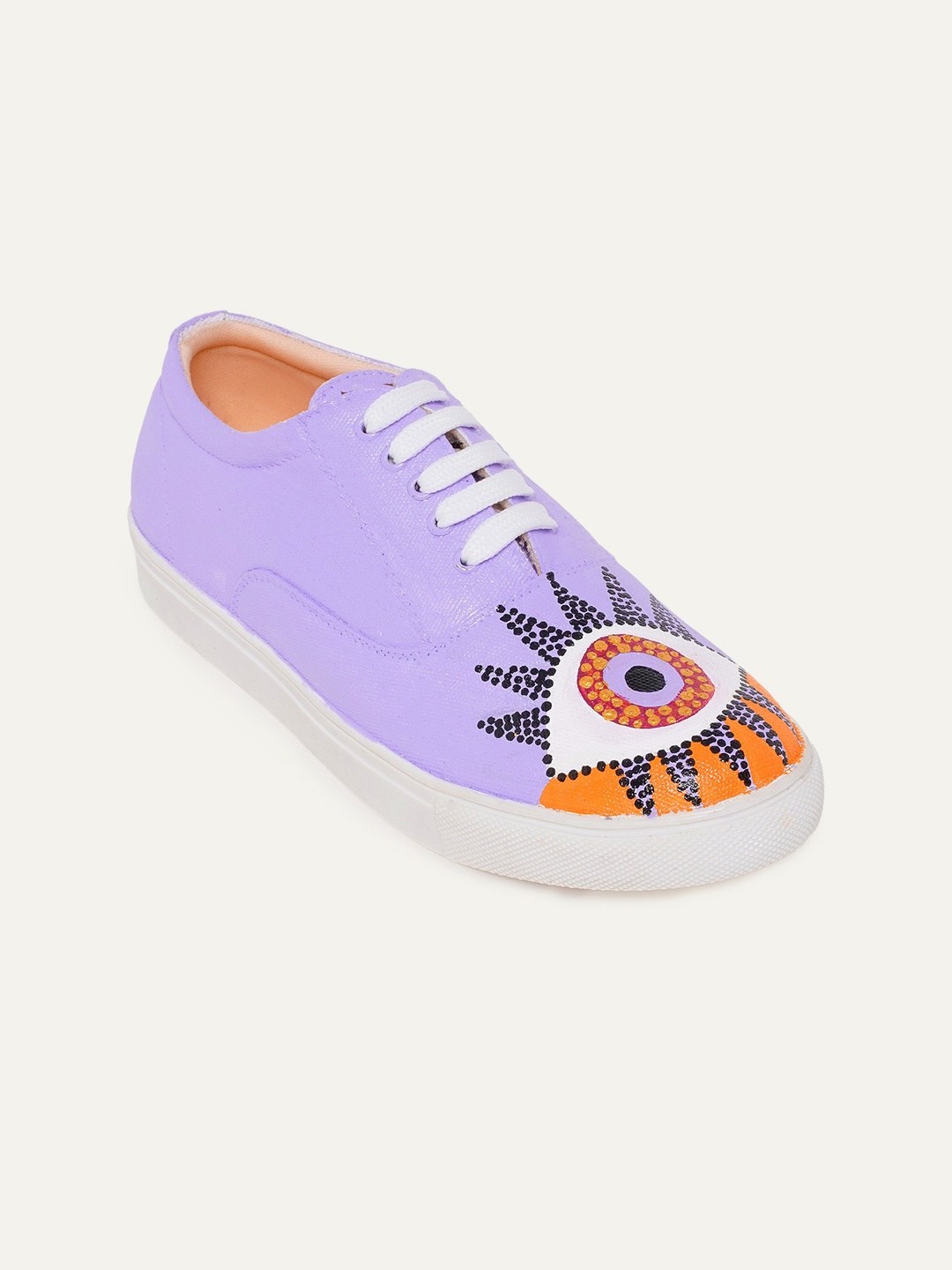 

THE QUIRKY NAARI Women Printed Lace Up Sneakers, Lavender