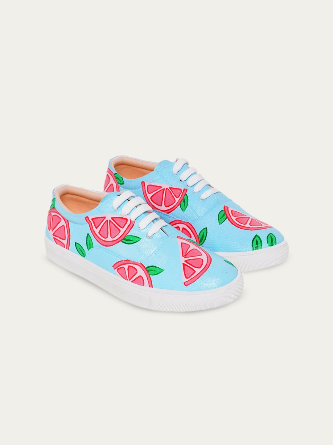

THE QUIRKY NAARI Women Printed Round Toe Canvas Sneakers, Blue