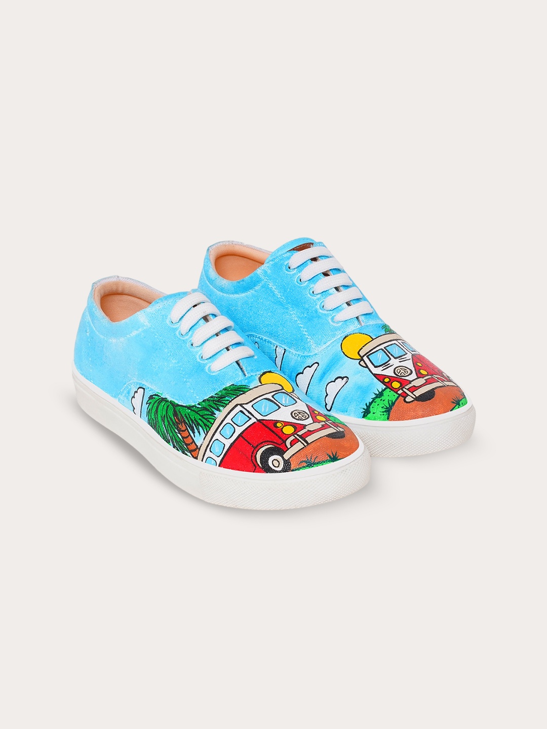 

THE QUIRKY NAARI Women Printed Lace Up Sneakers, Blue
