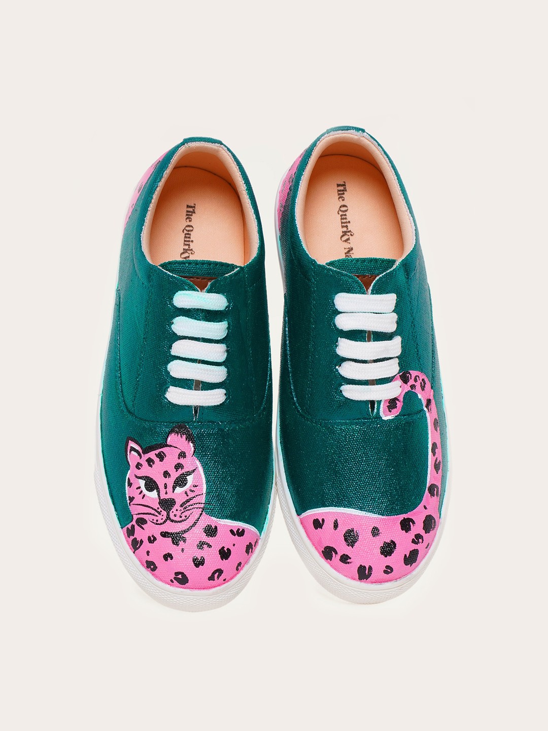 

THE QUIRKY NAARI Women Printed Round Toe Canvas Sneakers, Green