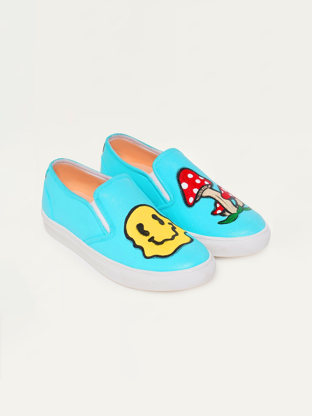 

THE QUIRKY NAARI Women Printed Slip-On Sneakers, Turquoise blue