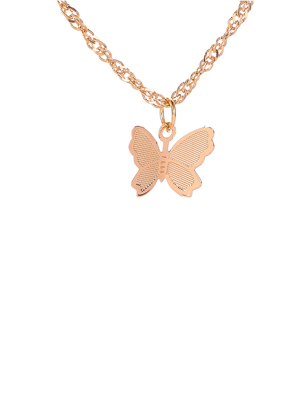 

Goho Rose Gold-Plated Butterfly Shaped Pendant with Chain