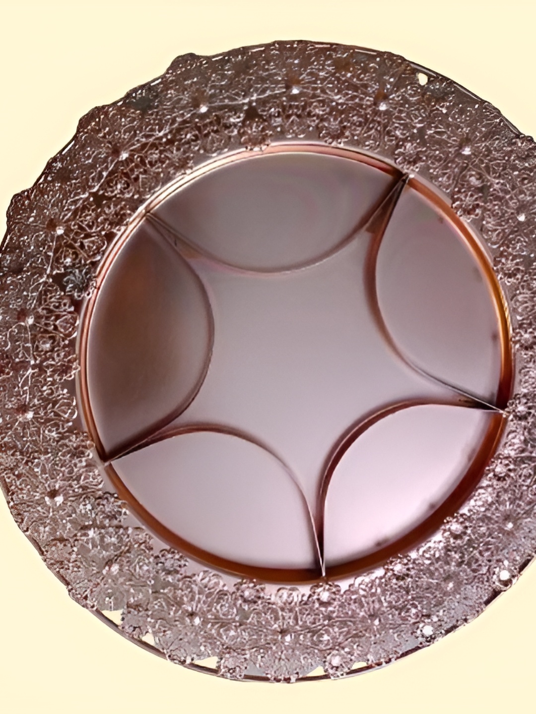 

PUFFSMART Brown Textured Metal Pooja Thali, Copper