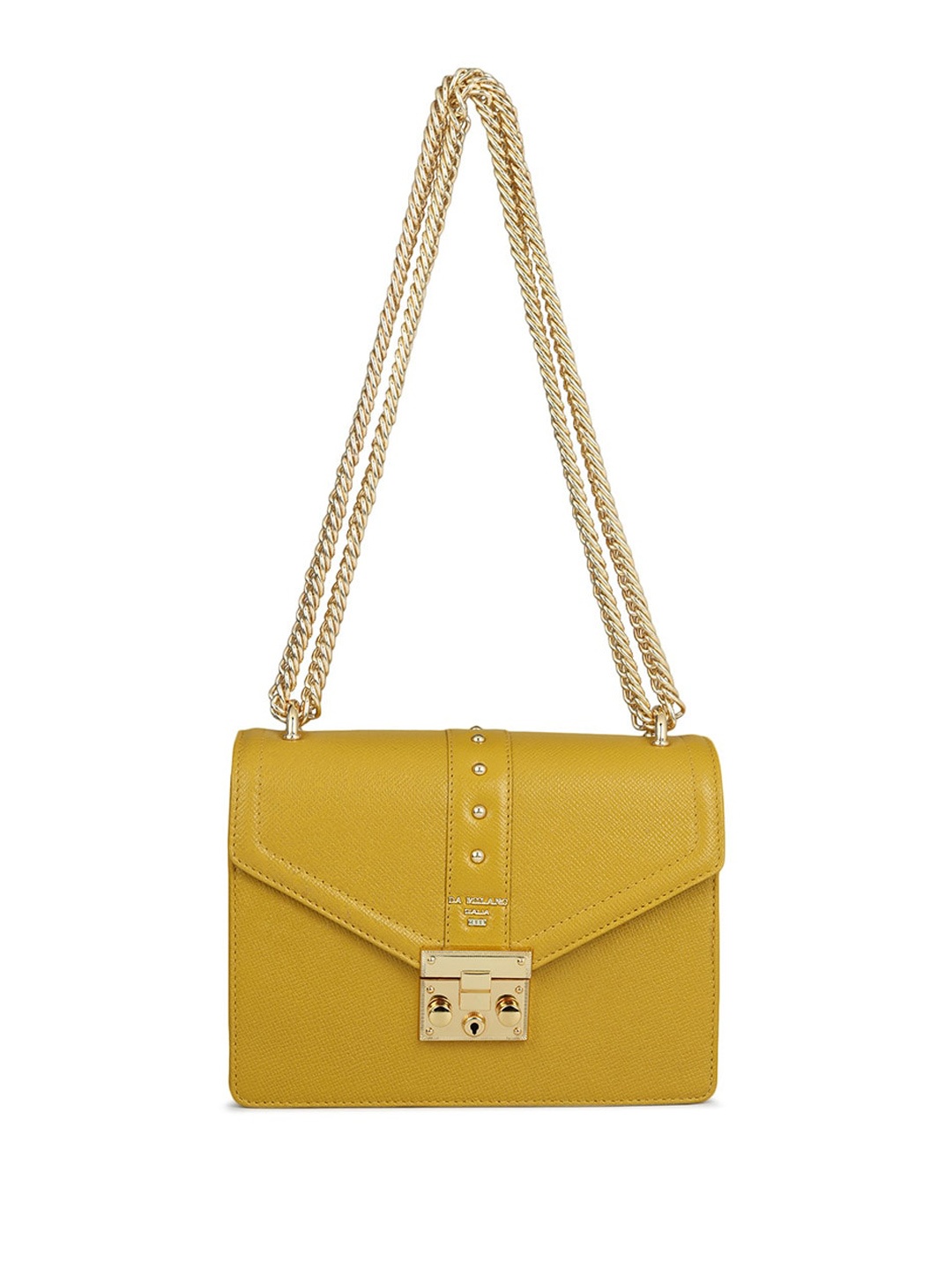 

Da Milano Leather Structured Textured Sling Bag, Yellow