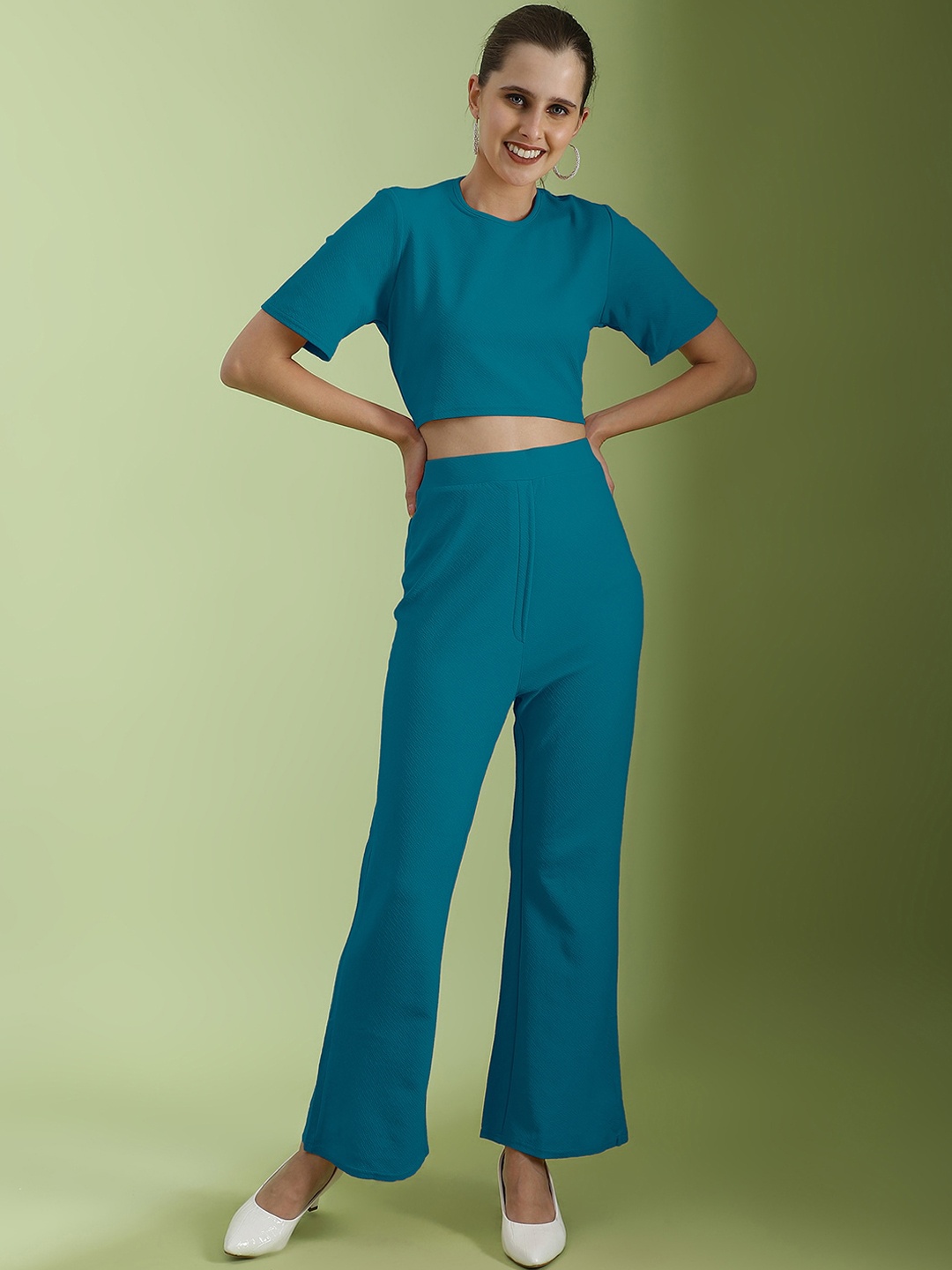 

Selvia Dyed Crop Top & Trousers, Teal